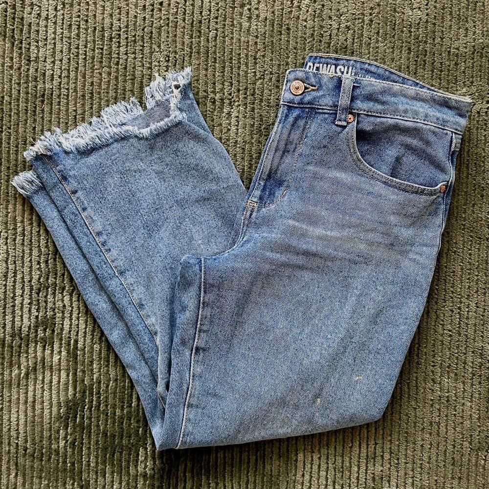 Rewash High Rise Blue Denim Straight Leg Jeans - Size 7/28